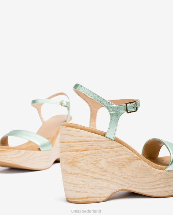 Unisa 02B0280 metallic effect sandaal met blok vrouwen blauw