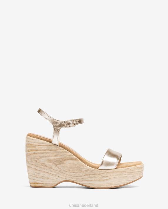 Unisa 02B0281 metallic effect sandaal met blok vrouwen goud