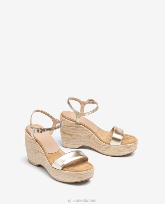 Unisa 02B0281 metallic effect sandaal met blok vrouwen goud