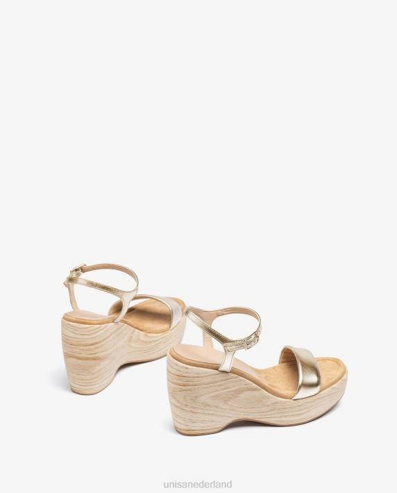 Unisa 02B0281 metallic effect sandaal met blok vrouwen goud