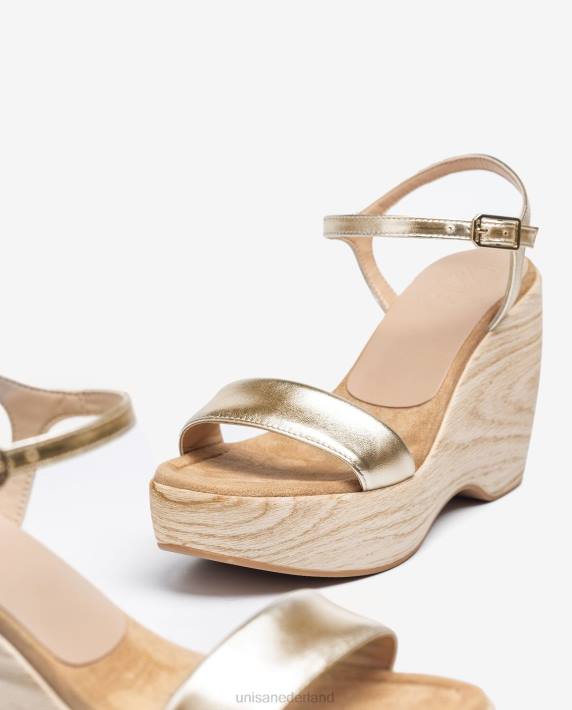 Unisa 02B0281 metallic effect sandaal met blok vrouwen goud