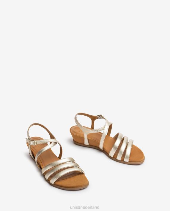 Unisa 02B0310 gevoerde sandaal met bandjes vrouwen goud