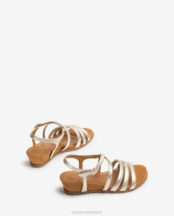 Unisa 02B0310 gevoerde sandaal met bandjes vrouwen goud