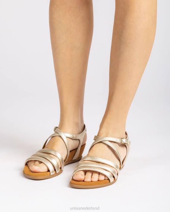 Unisa 02B0310 gevoerde sandaal met bandjes vrouwen goud