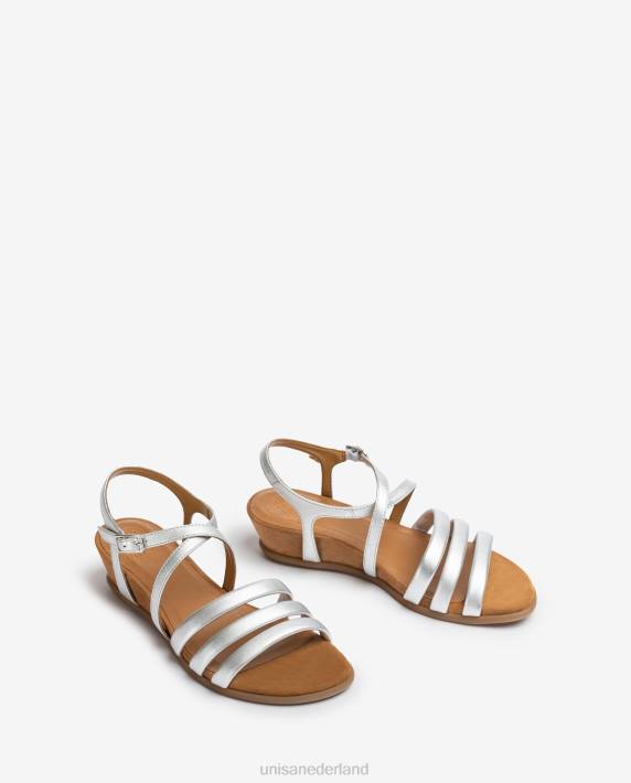 Unisa 02B0311 gevoerde sandaal met bandjes vrouwen zilver