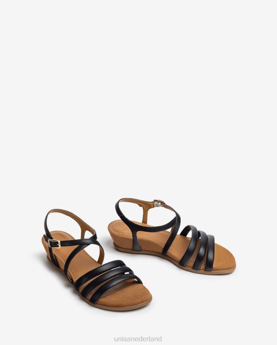 Unisa 02B0353 gevoerde sandaal met bandjes vrouwen zwart