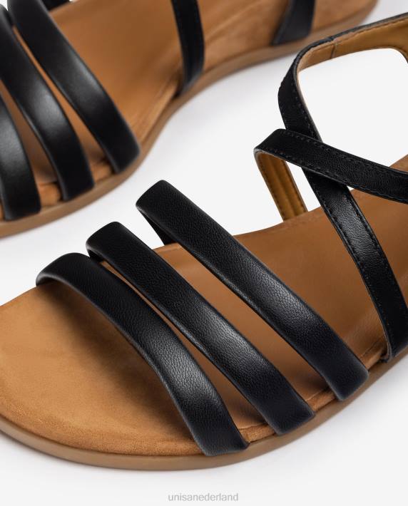 Unisa 02B0353 gevoerde sandaal met bandjes vrouwen zwart