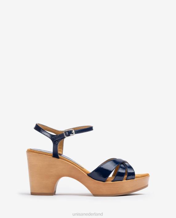 Unisa 02B0374 sandalen met patentblokken vrouwen blauw