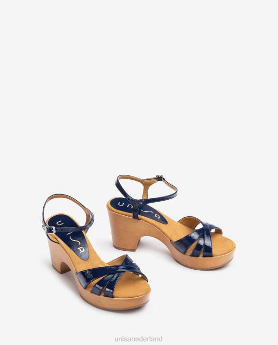 Unisa 02B0374 sandalen met patentblokken vrouwen blauw