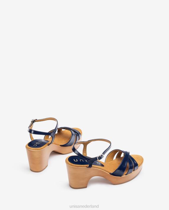 Unisa 02B0374 sandalen met patentblokken vrouwen blauw