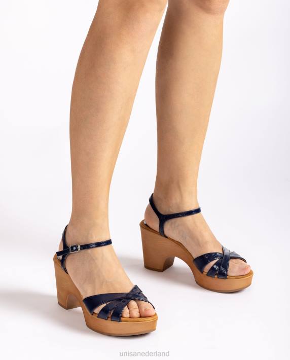 Unisa 02B0374 sandalen met patentblokken vrouwen blauw