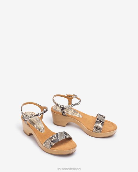 Unisa 02B0400 exotische leren bloksandaal vrouwen bevallig