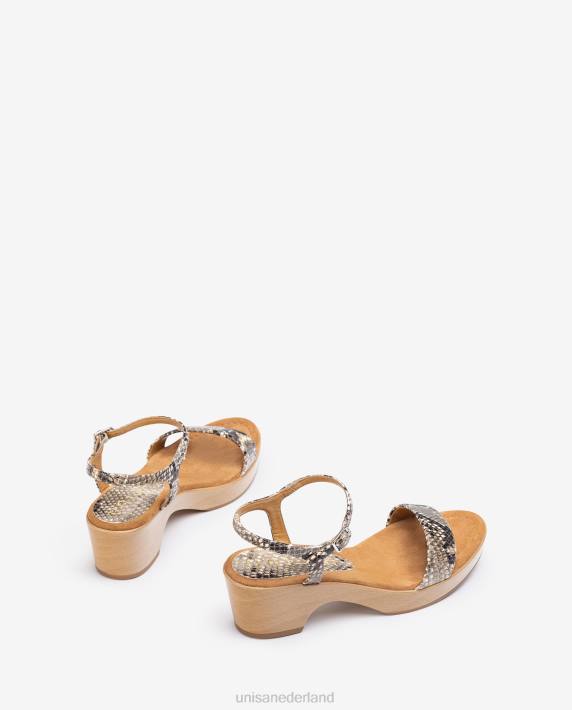 Unisa 02B0400 exotische leren bloksandaal vrouwen bevallig