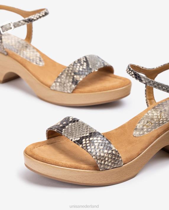 Unisa 02B0400 exotische leren bloksandaal vrouwen bevallig