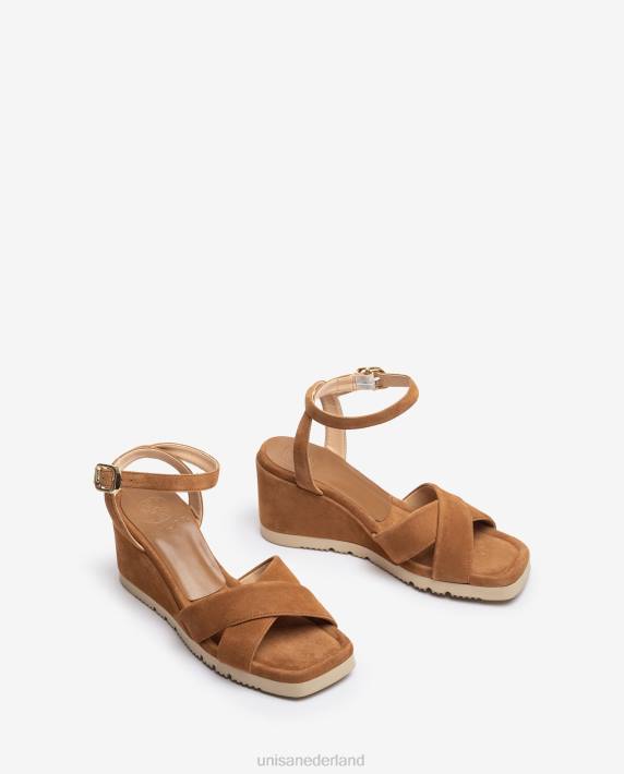 Unisa 02B0415 sandaal met sleehak en zacht verdikte zool vrouwen bruin