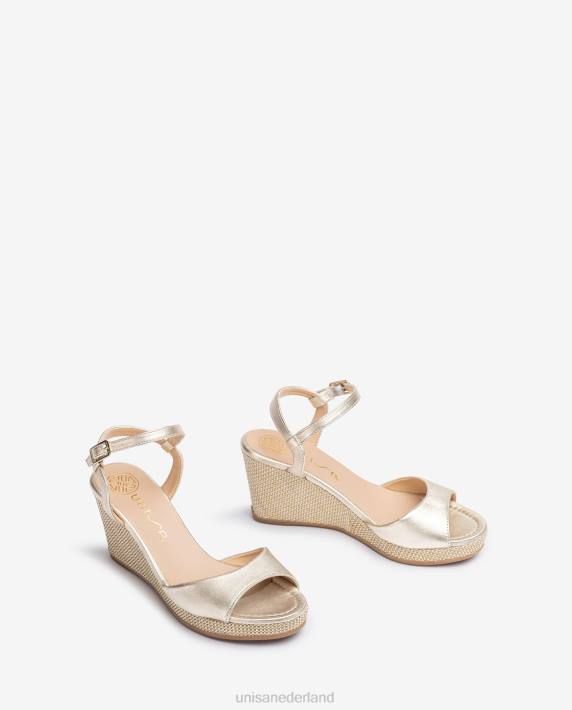 Unisa 02B0490 sandaal met sleehak van raffia vrouwen mode