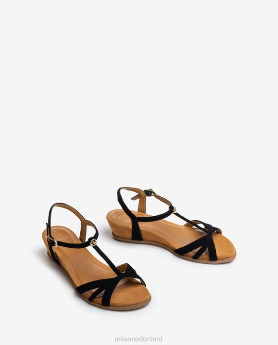 Unisa 02B076 Sandalen met bandjes en sleehak vrouwen zwart