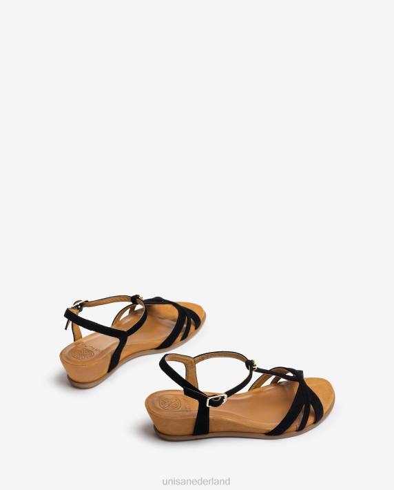 Unisa 02B076 Sandalen met bandjes en sleehak vrouwen zwart