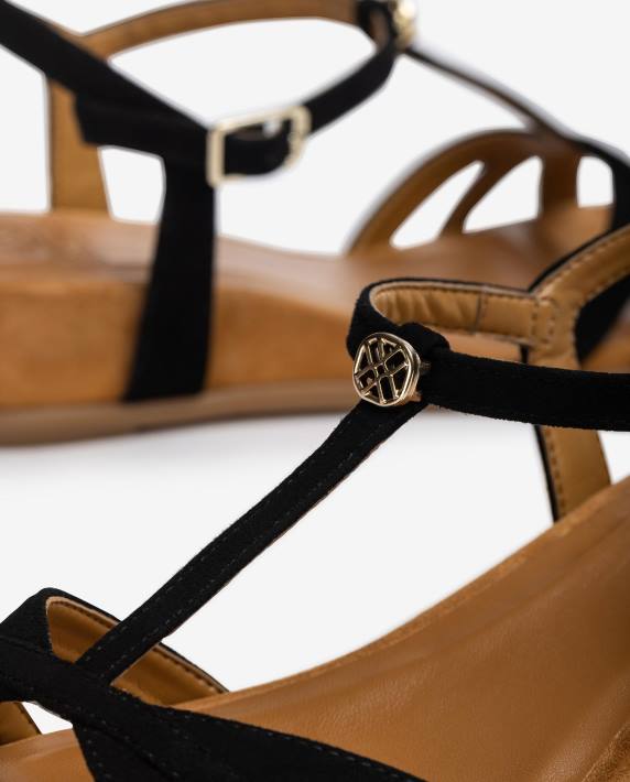 Unisa 02B076 Sandalen met bandjes en sleehak vrouwen zwart