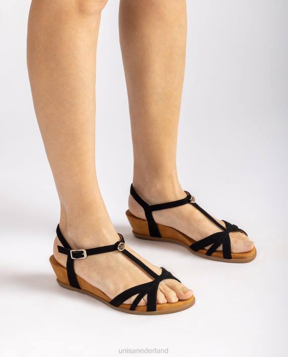 Unisa 02B076 Sandalen met bandjes en sleehak vrouwen zwart