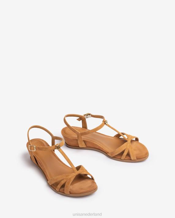 Unisa 02B080 Sandalen met bandjes en sleehak vrouwen bruin