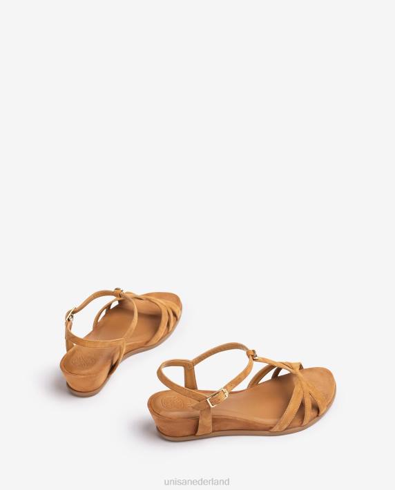 Unisa 02B080 Sandalen met bandjes en sleehak vrouwen bruin