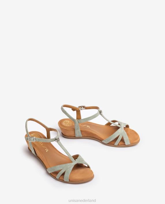 Unisa 02B091 Sandalen met bandjes en sleehak vrouwen groente