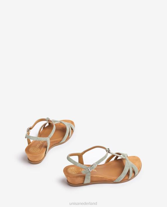 Unisa 02B091 Sandalen met bandjes en sleehak vrouwen groente